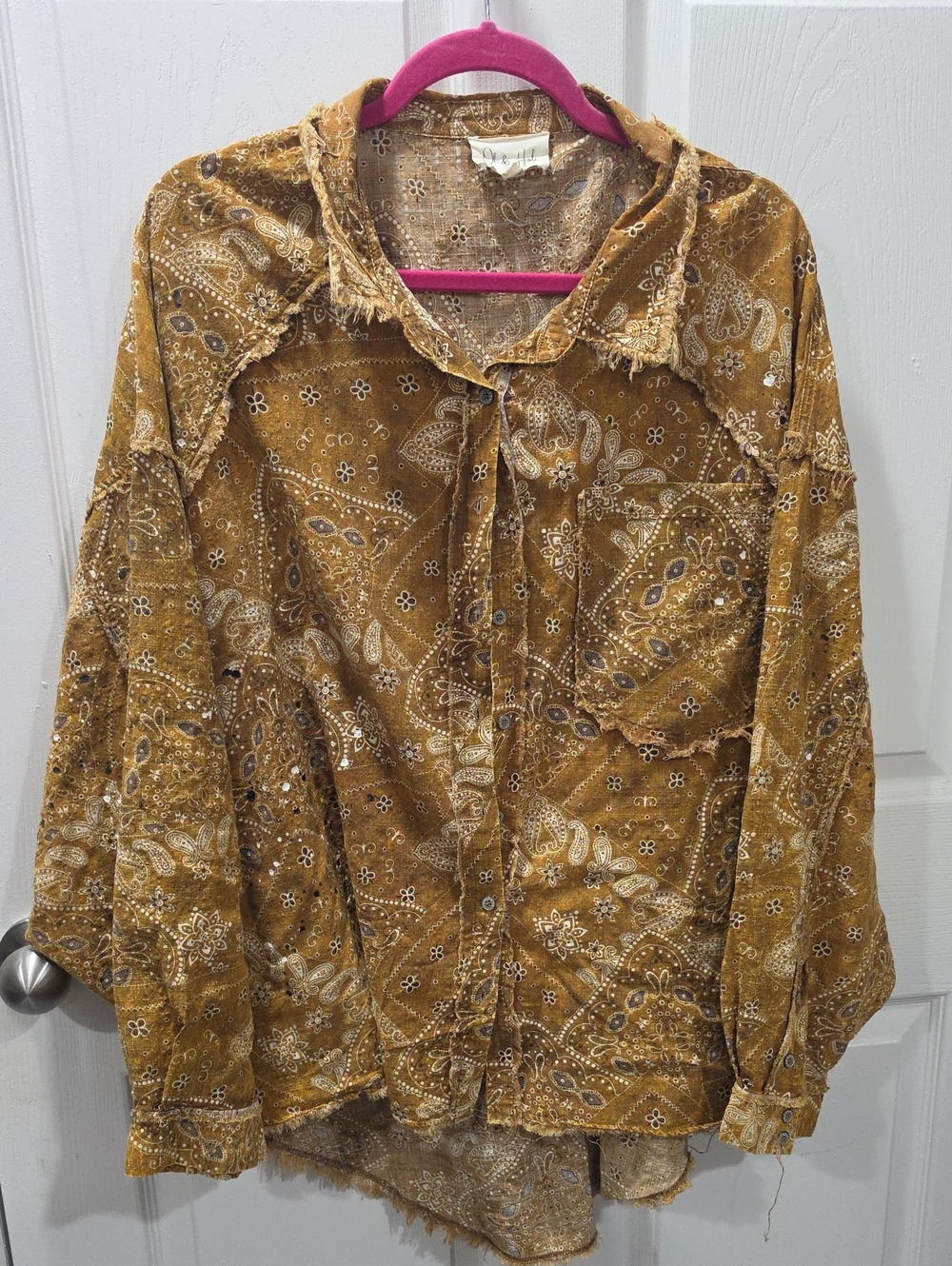Oli & Hali Mustard Paisley Button-Down Shirt